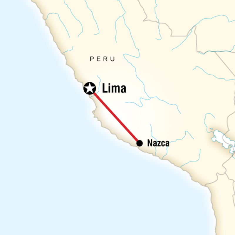 Map of the route for Nazca Lines