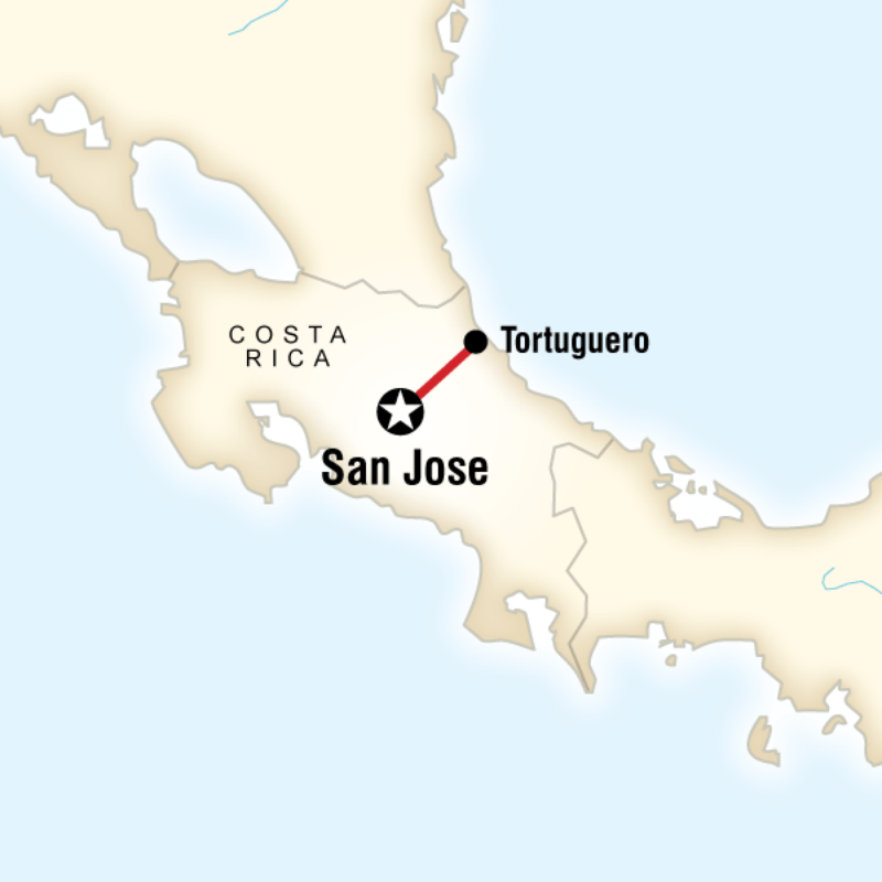 Route map for Turtles and Tortuguero (TCRT3C)