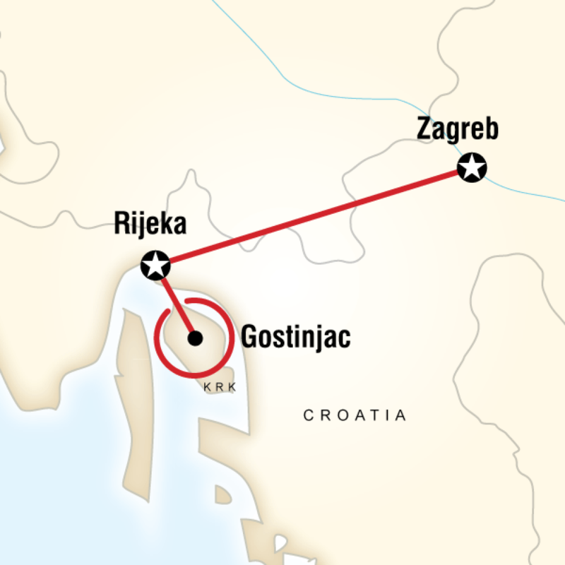 Map of the route for Local Living Croatia: Krk Island