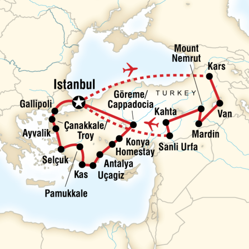 Map of the route for Ultimate Turkey