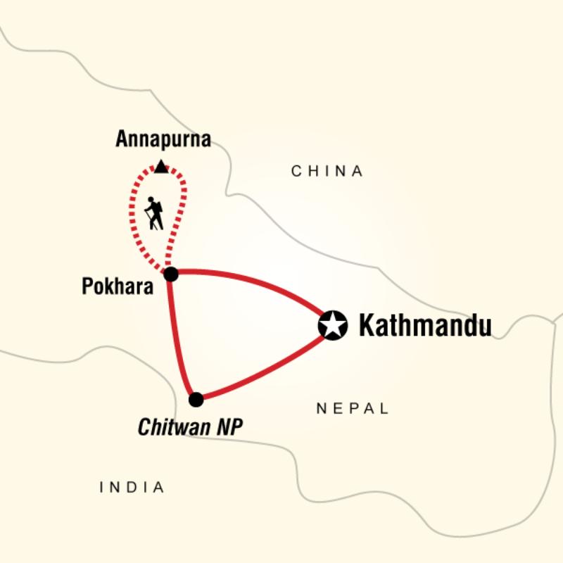 Route map for Nepal Adventure (ANNA)