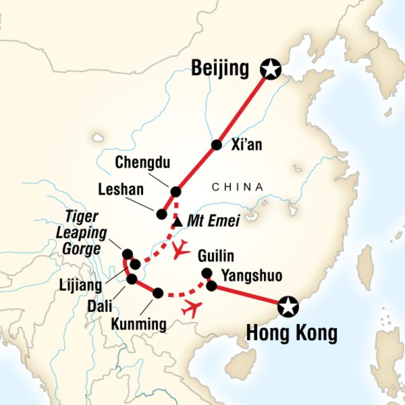 Map of the route for Wild China