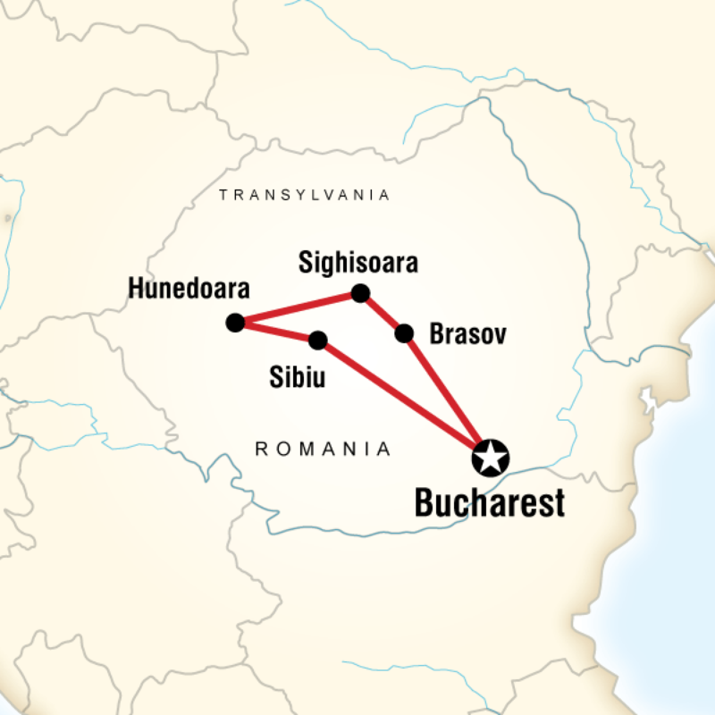 Map of the route for Halloween in Transylvania