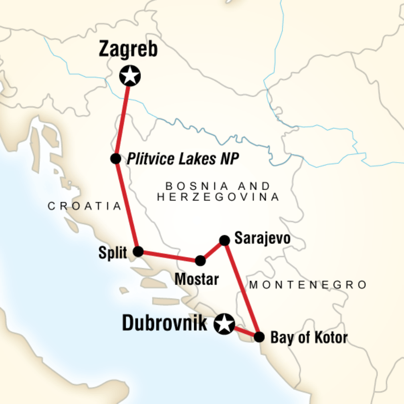 Route map for Western Balkans Adventure (ECWB)