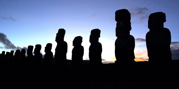 Many Easter Island statues