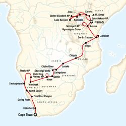 Route map for Ultimate Africa (DAUA)