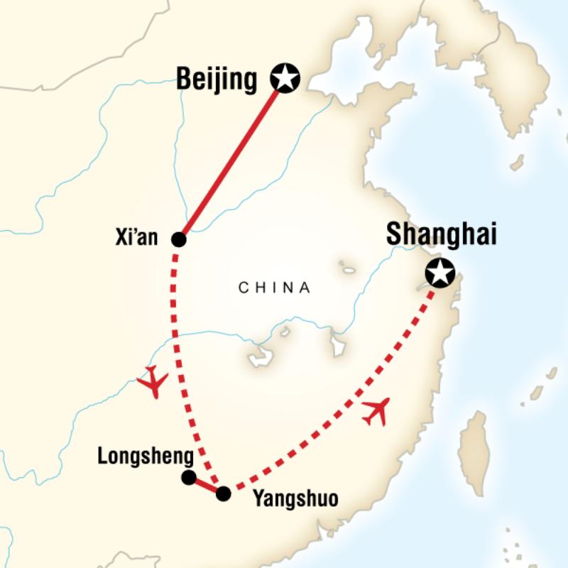 Map of the route for Best of China