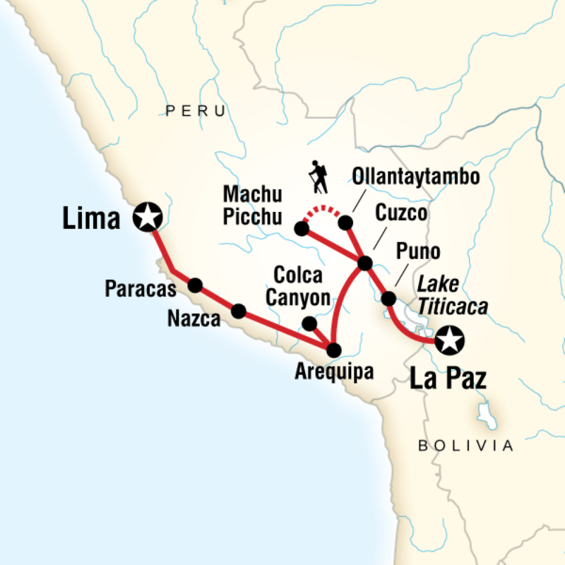 Map of the route for Andean Discovery