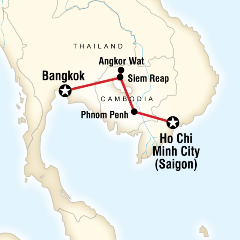 Map of the route for Cambodia Experience