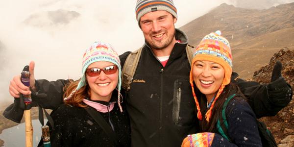 Passengers in the mountains in Bolivia.