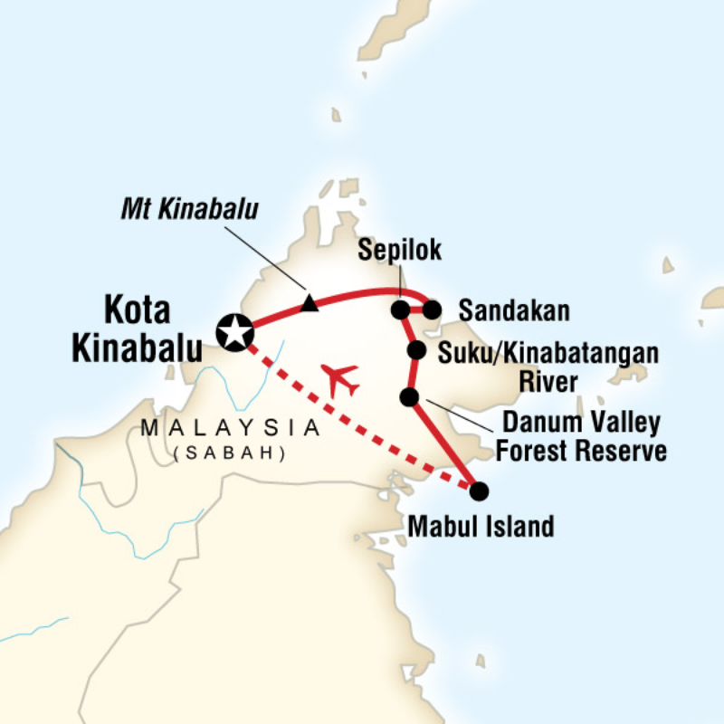 Route map for Wonders of Borneo (AABE)