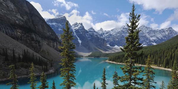The stunning Maligne Lake in the Canadian Rockies