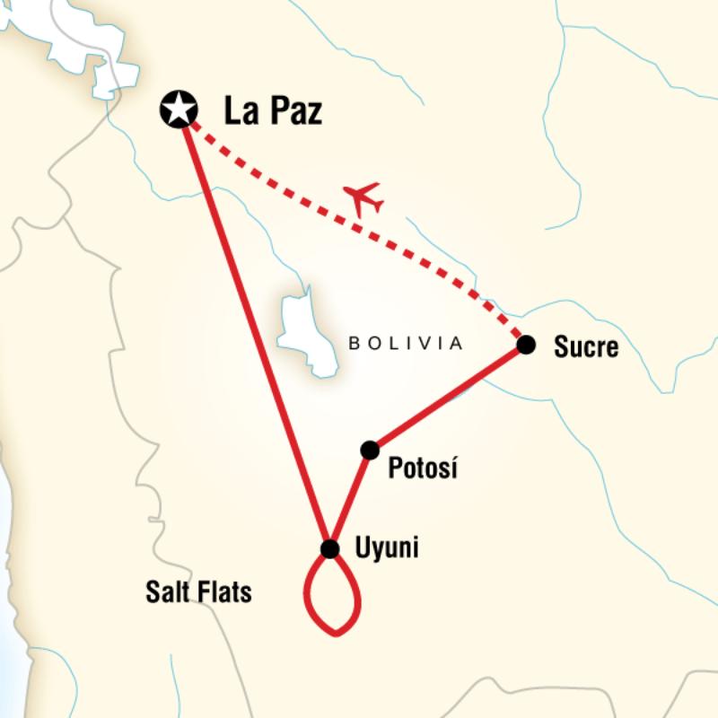 Route map for Bolivia Discovery (BBDR)