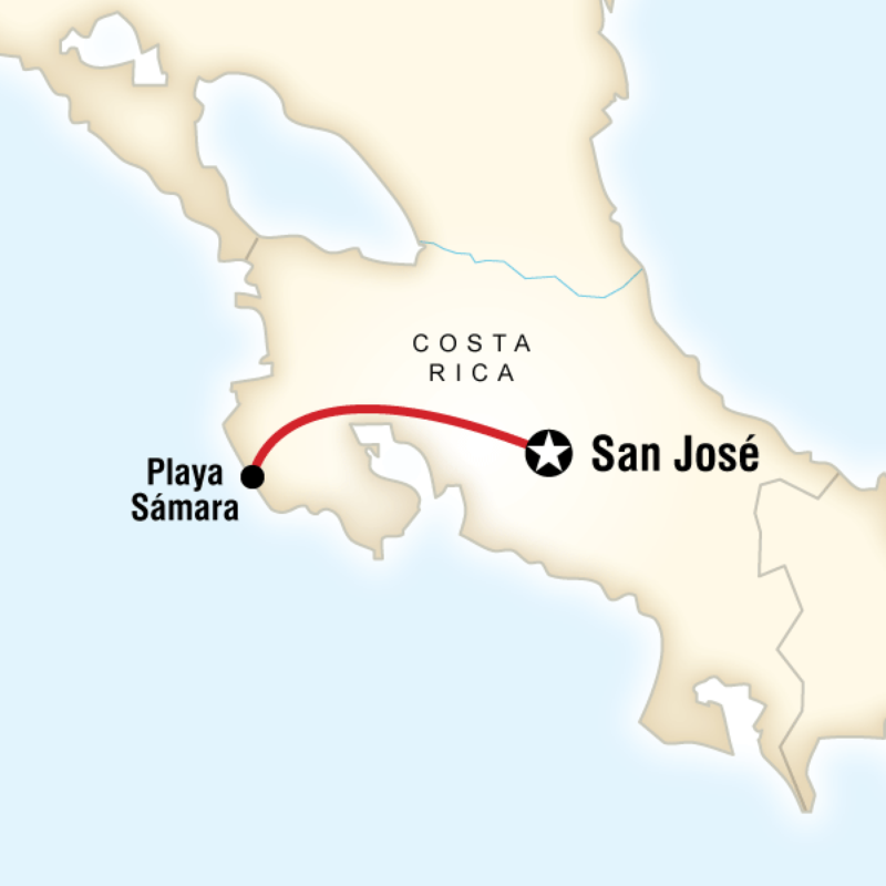 Map of the route for Guanacaste Beach Break