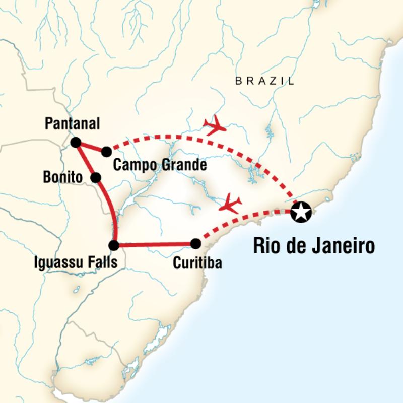 Map of the route for Brazil Football 2014—Falls & Fandemonium