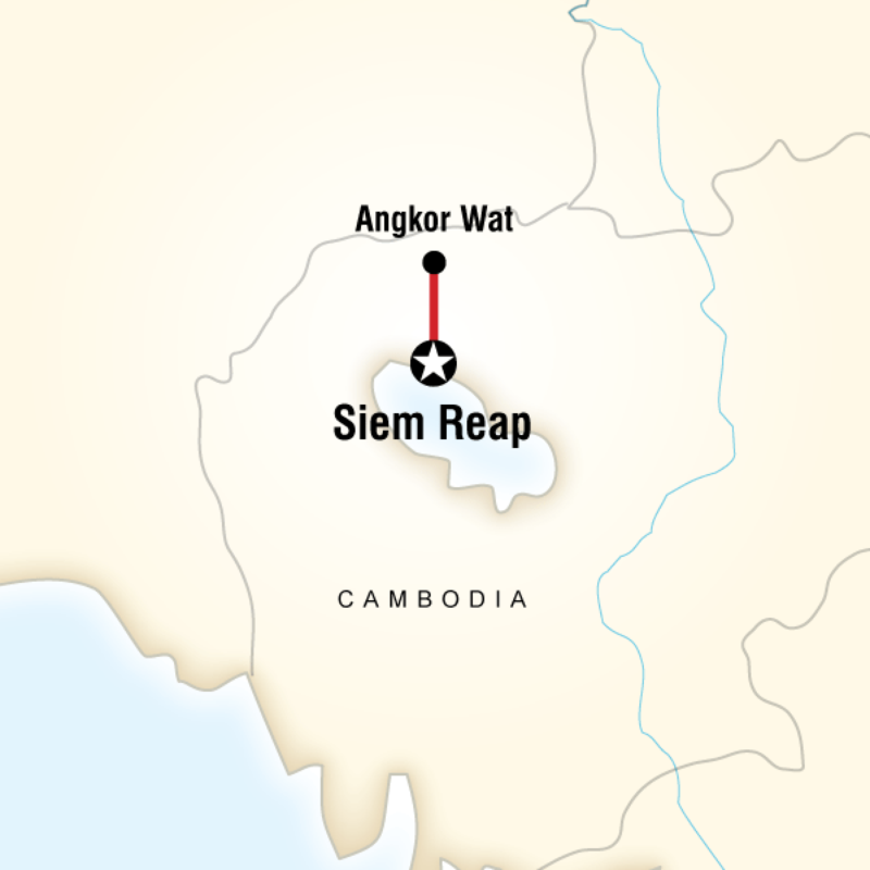 Map of the route for Ancient Angkor Wat