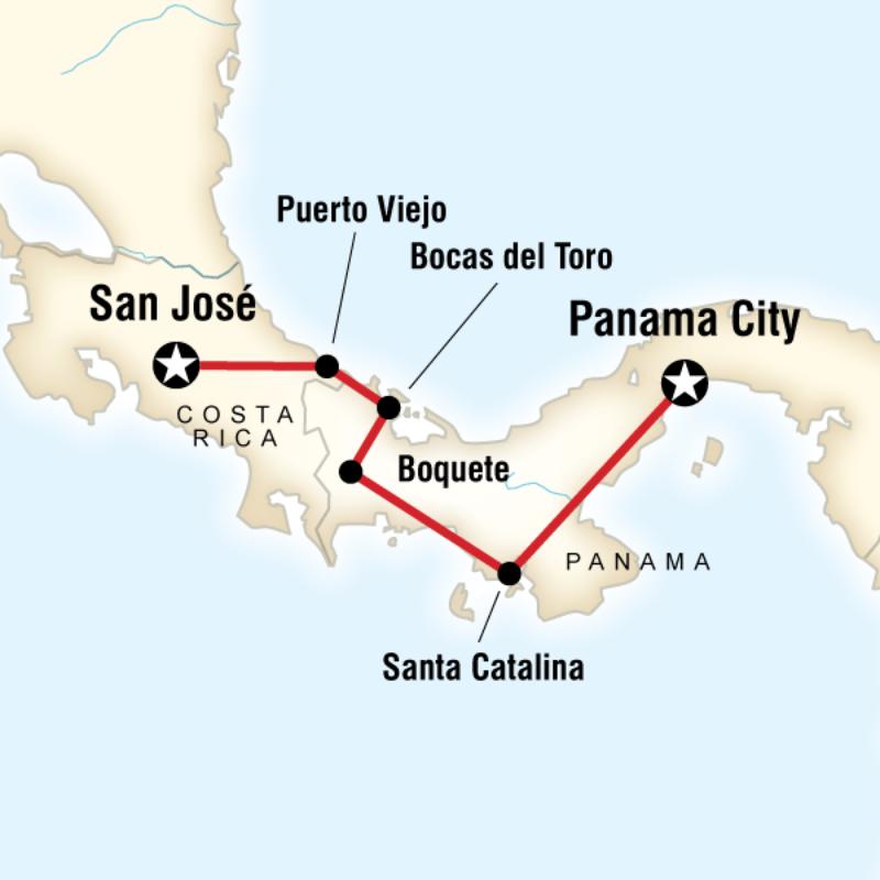 Route map for Panama Experience (CRSP)