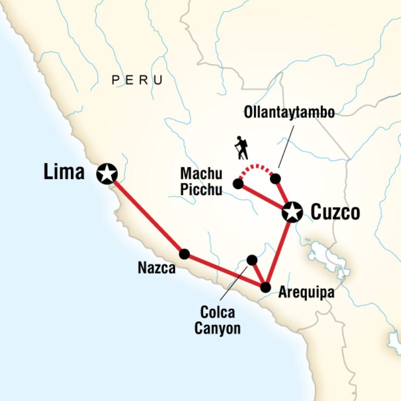 Route map for Peru on a Shoestring (SPPS)