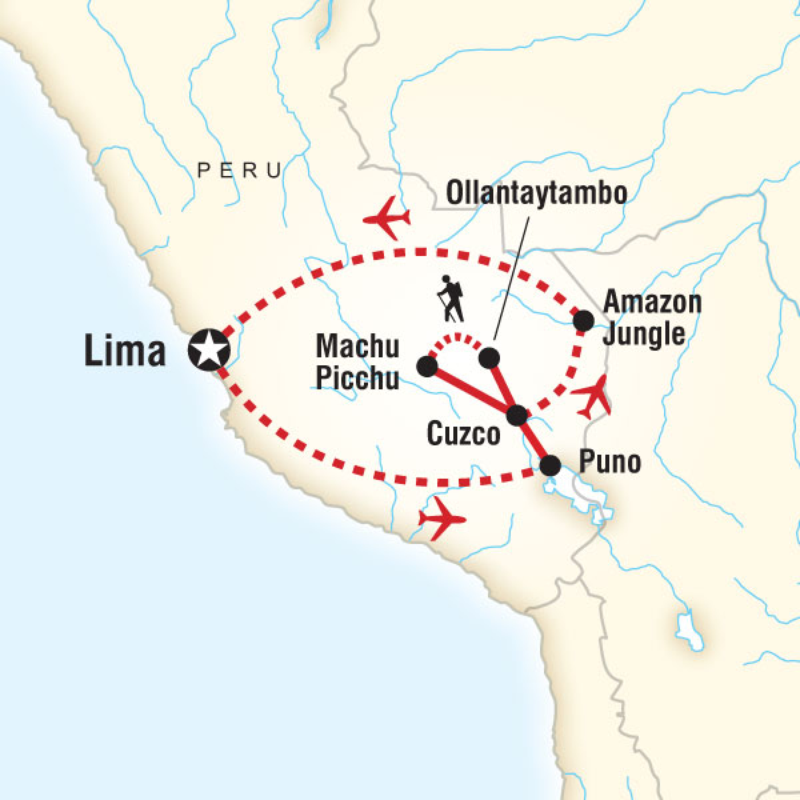 Map of the route for Peru Panorama