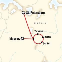 Route map for Golden Ring of Russia (ARGR)