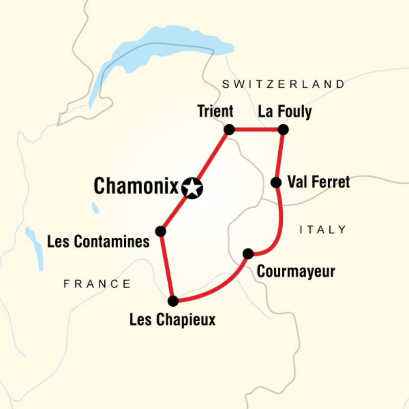 Route map for Trekking Mont Blanc (EFMB)