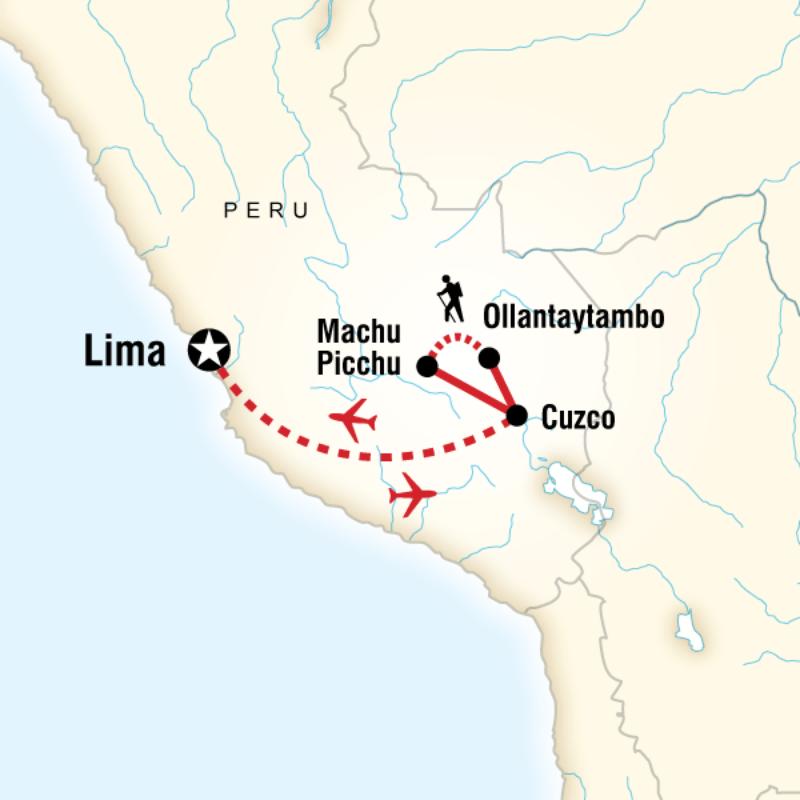 Map of the route for Inca Discovery Plus