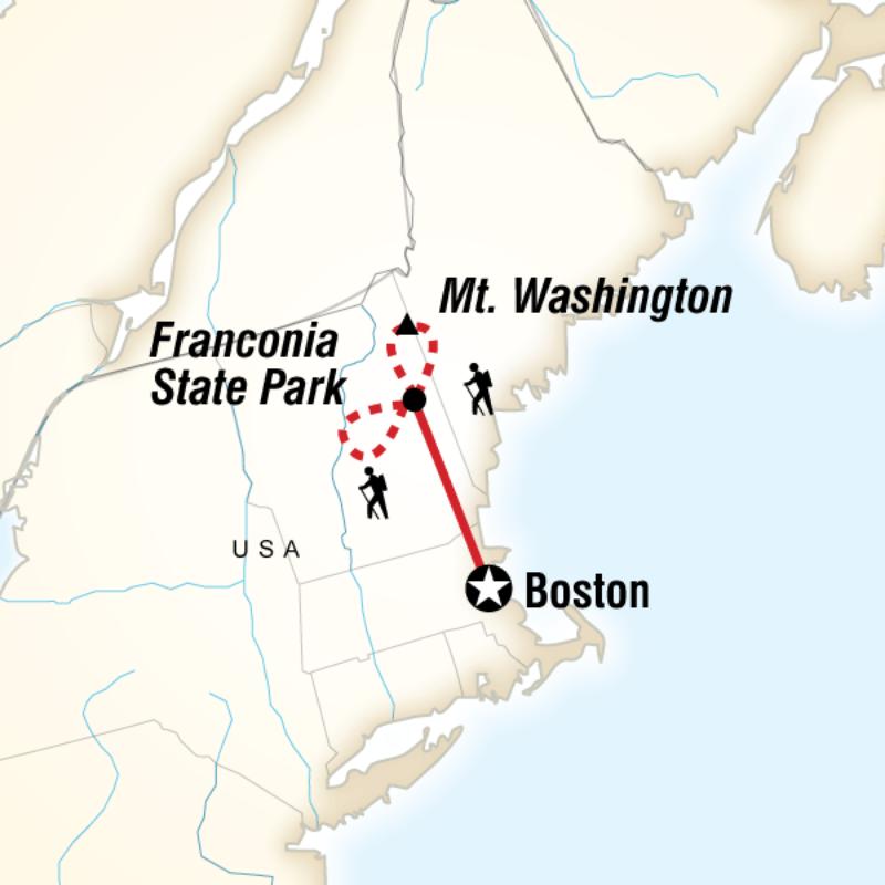 Route map for Autumn Along the Appalachian Trail (NUAT)