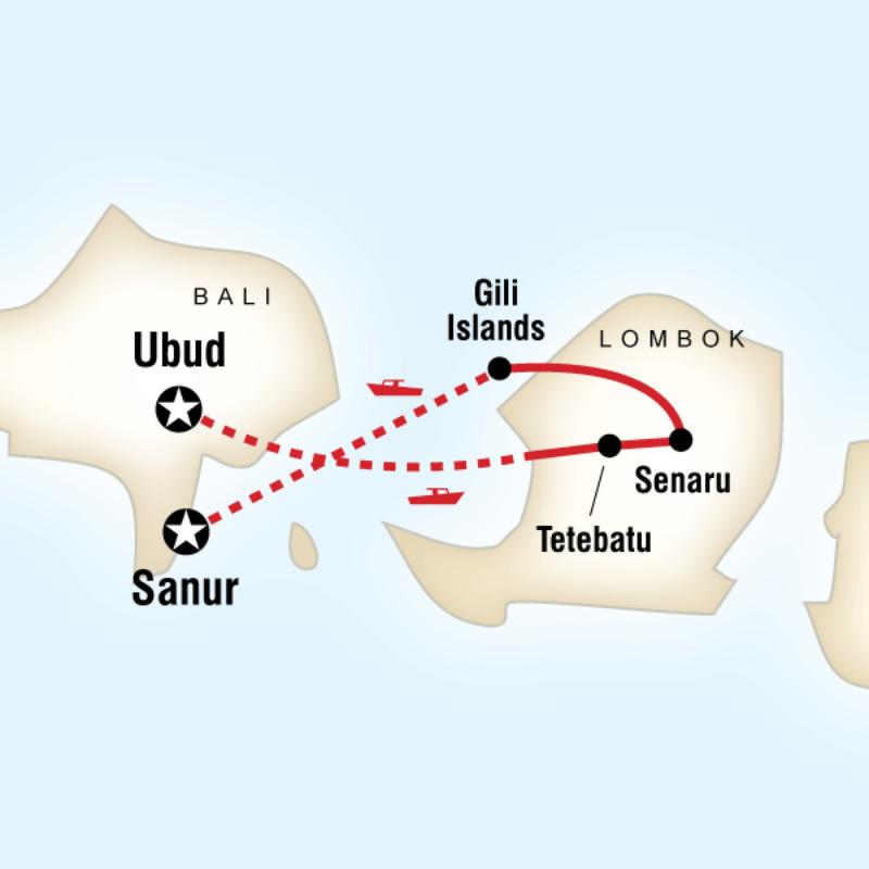 Map of the route for Classic Lombok