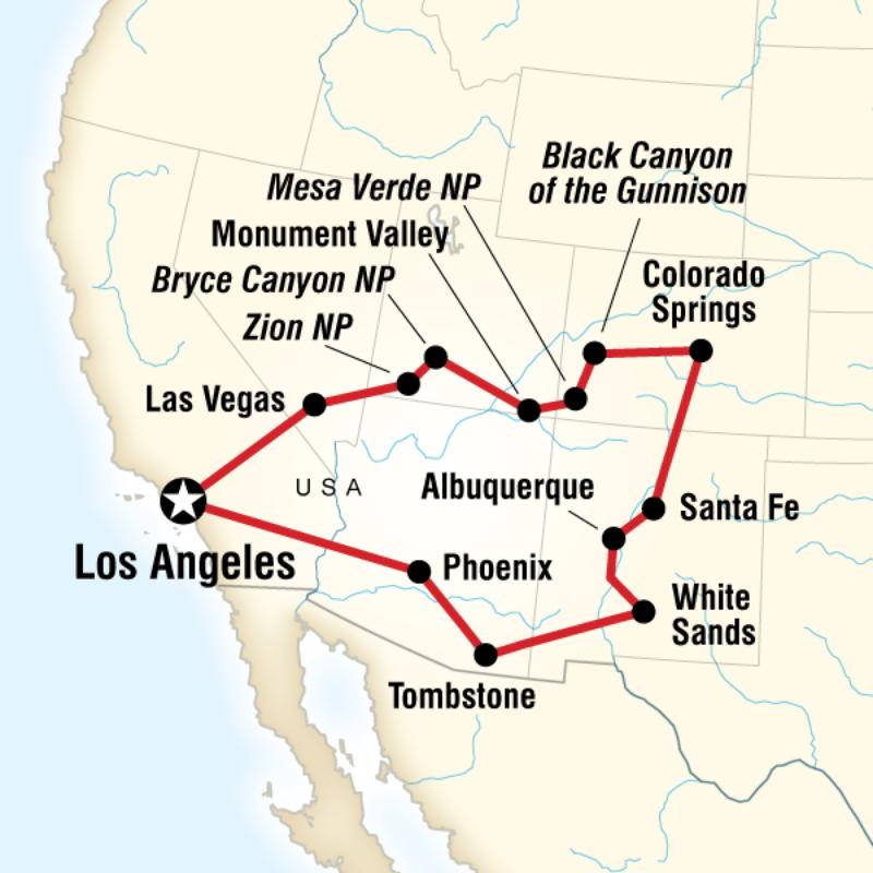 Map of the route for Frontier Country