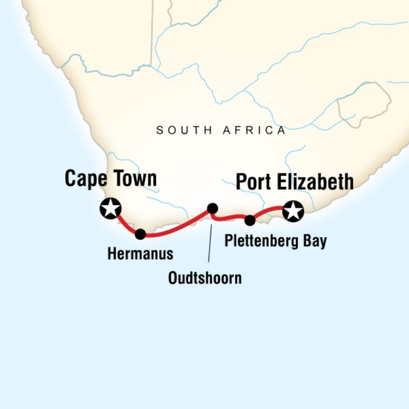 Route map for The Garden Route (DAGR)