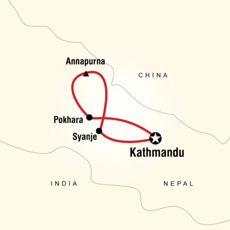 Route map for Trekking Annapurna (ANTA)