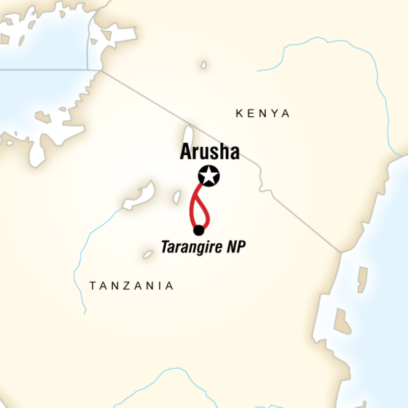Route map for Tarangire Safari Experience (TDTTWC)