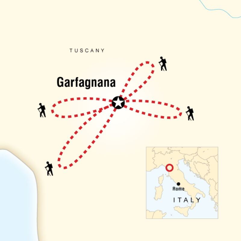Map of the route for Trekking in Garfagnana