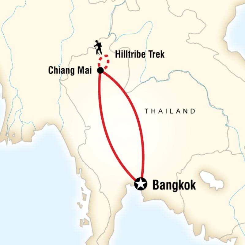 Route map for Northern Hilltribes & Villages (ATHV)