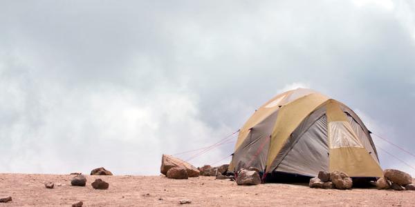 Tent at high altitude at Kilimanjaro in Tanzania.
