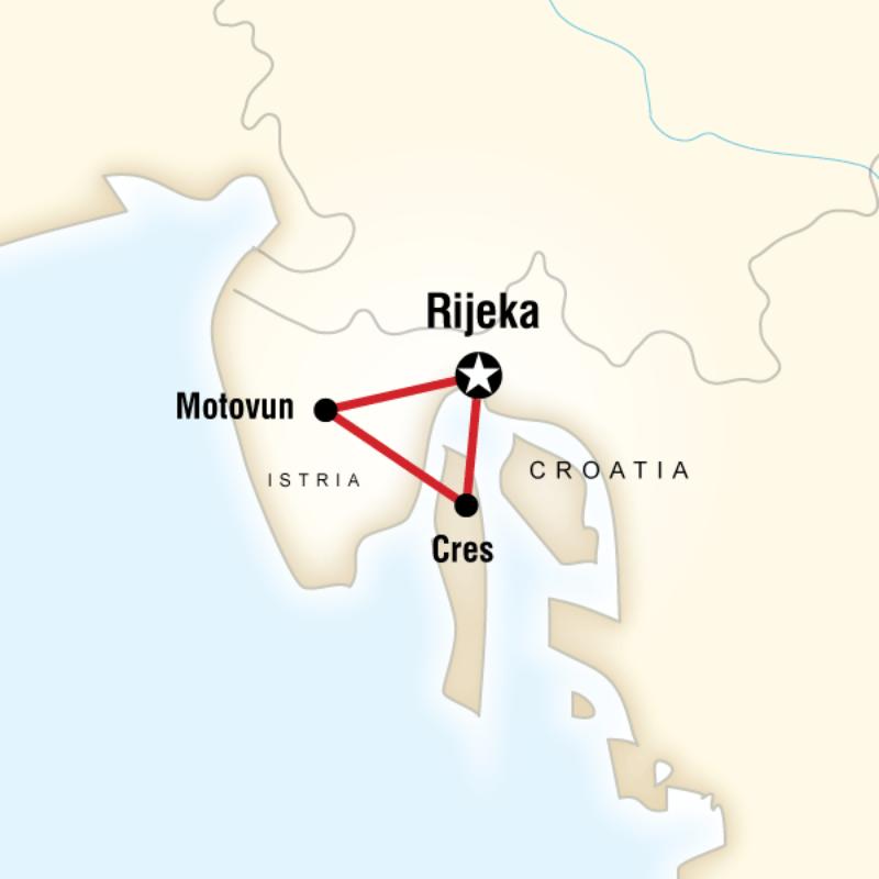 Map of the route for Croatia Truffle Festival