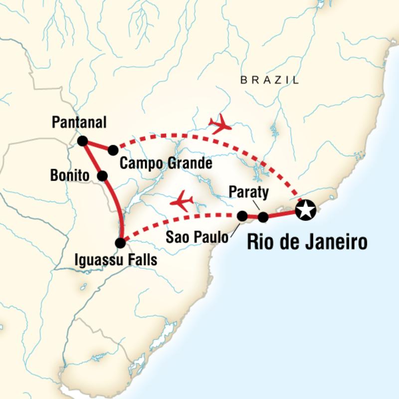 Route map for Wonders of Brazil (SZWB)