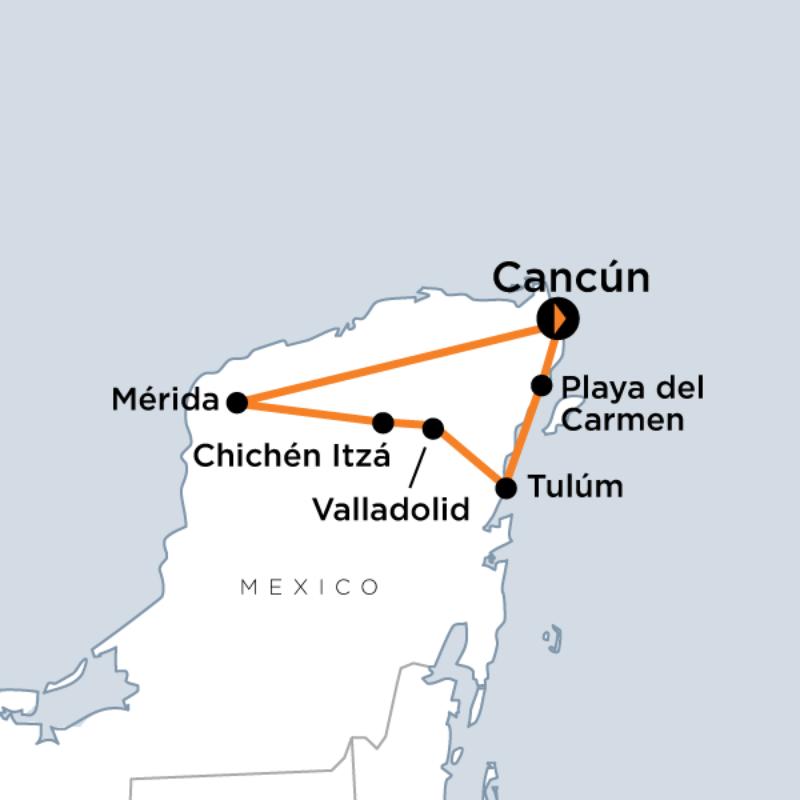 Map of the route for Mexico Civilizations