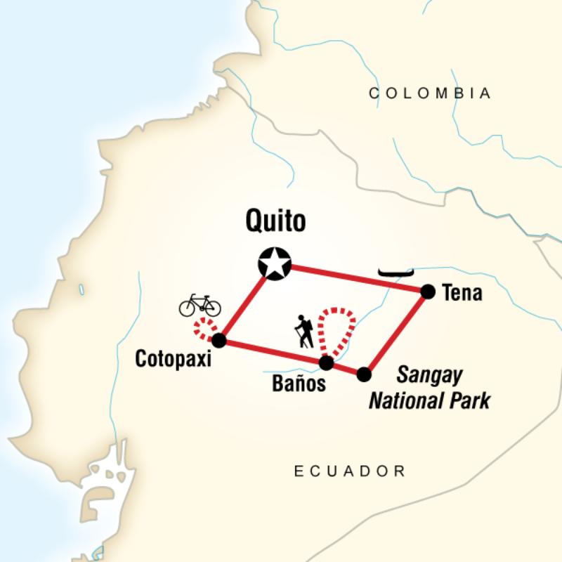 Map of the route for Ecuador Multisport