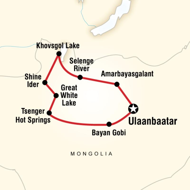 Route map for Naadam Festival Mongolia (AMNF)