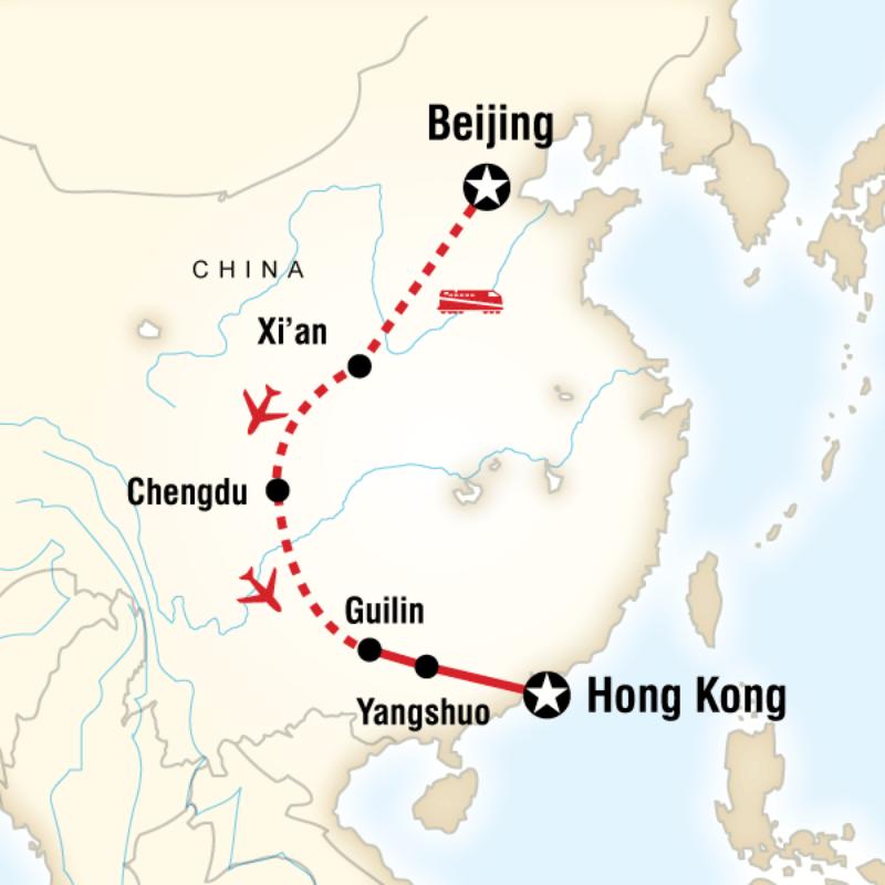 Route map for China Family Adventure (ACFB)