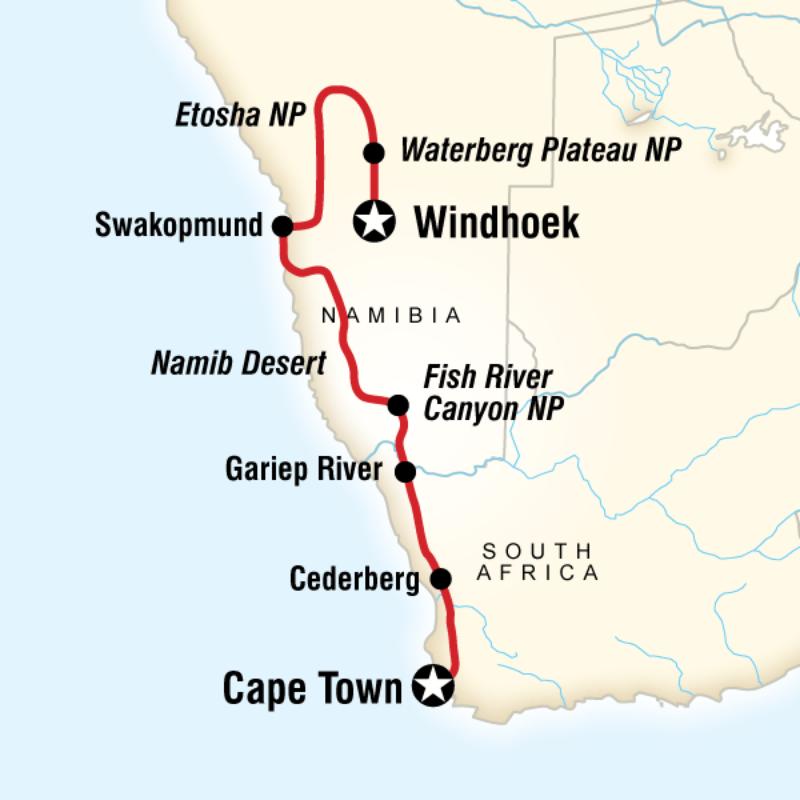 2013 map of Cape & Dunes Overland
