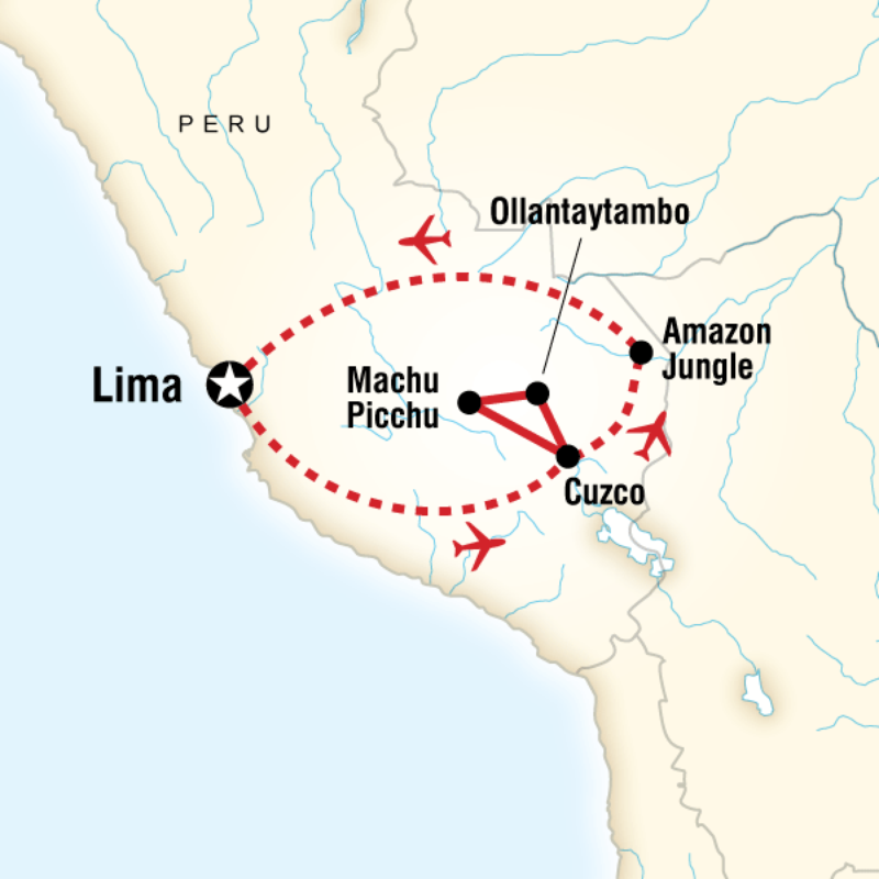 Map of the route for The Inca Journey