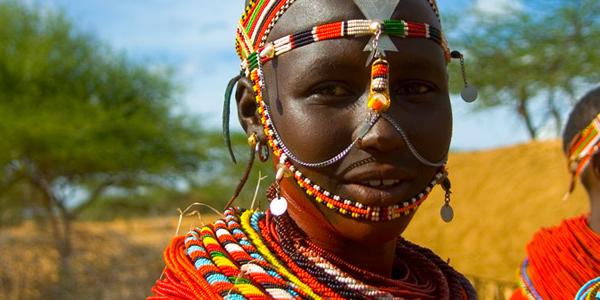 Close up of Samburu dancer.