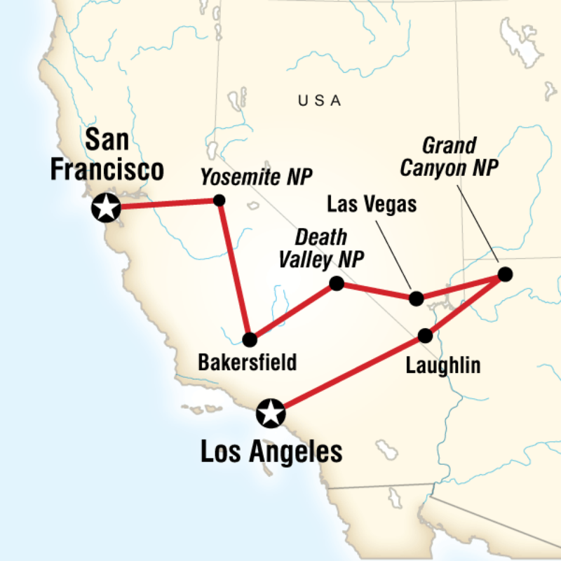 Map of the route for Western Express Southbound