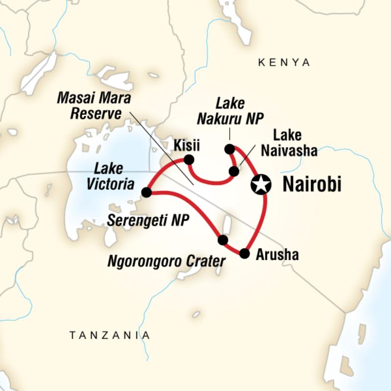 2013 map of Kenya & Tanzania Overland