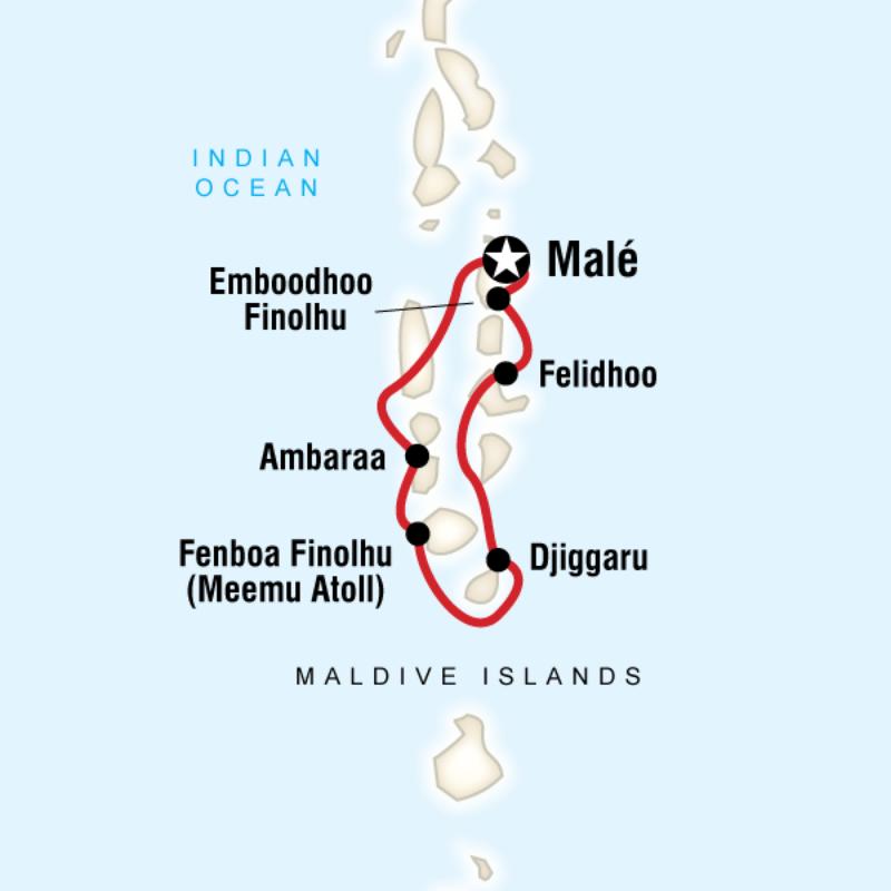 Map of the route for Maldives Dhoni Cruise