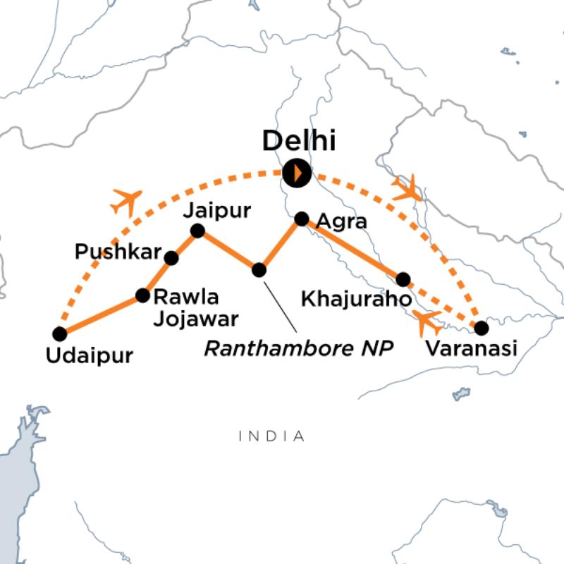 Map of the route for Spirit of India