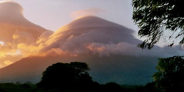 The Arenal Volcano shrouded in clouds