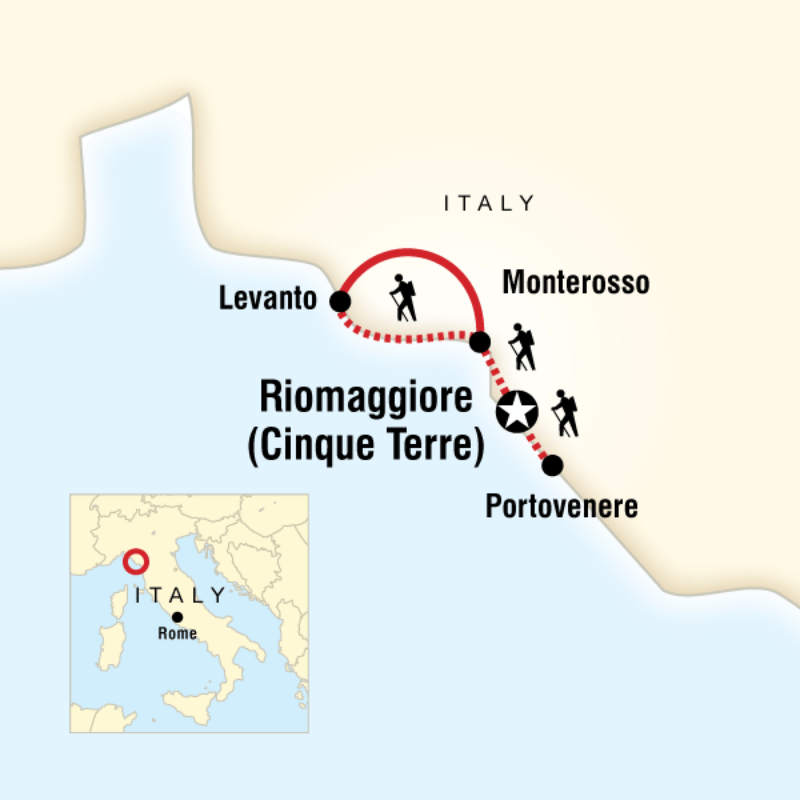Map of the route for Cinque Terre Coastal Walk